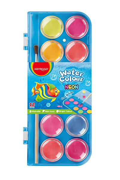 Polin Keyroad Büyük Boy Neon Sulu Boya Seti, 12 Renk, Fırça Dahil 149,9 TL