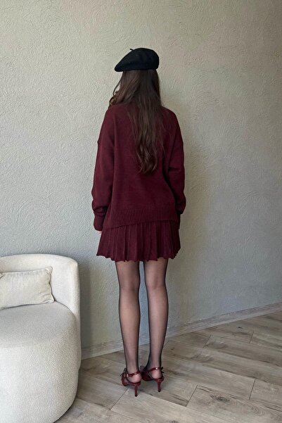 MEECY Damen-Strickwaren-Set mit Pullover und Rock Mirana