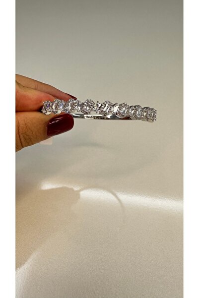 ela jewelry سوار فضي اللون مرصع بحجر الباجيت