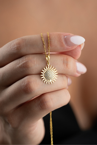 Silvano Jewelry 925 Ayar Gümüş Güneş Kolye