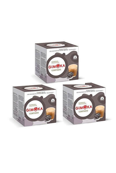 Gimoka كورتادو – 3 عبوات × 16 كبسولة (إجمالي 48 كبسولة) متوافقة مع دولتشي جوستو