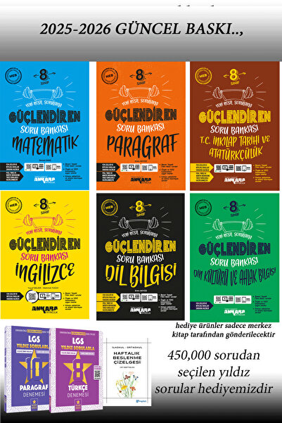 kitabın başkenti ankara yayıncılık 8. sınıf Güçlendiren Matematik Paragraf İnkılap İngilizce Din Dilbilgisi soru bankası