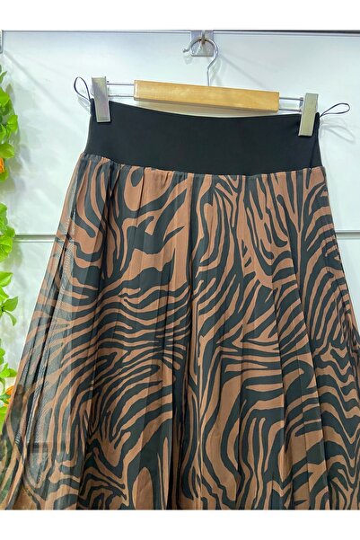 edu collection Zebra Print Chiffon A-Line Skirt with Lining