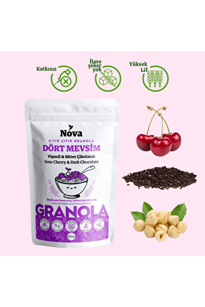 Vişneli ve Bitter Çikolatalı Granola 340 g.