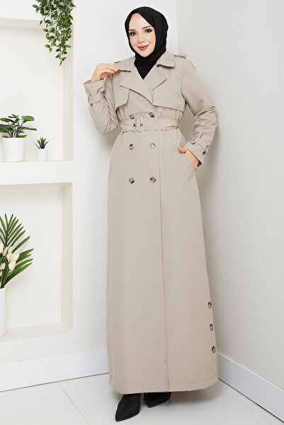 Niva Tesettür E7552 Full-Length Lined Trench Coat