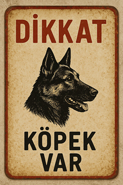 ünalgrup Dikkat Köpek Var Retro 35cm x 25cm Uyarı Levhası Tabelası