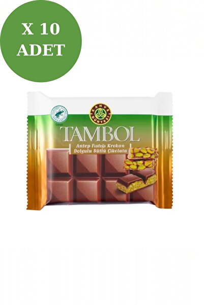 Kahve Dünyası Tambol Antep Fıstığı Krokan Dolgulu Sütlü Çikolata 100 Gr 10’lu