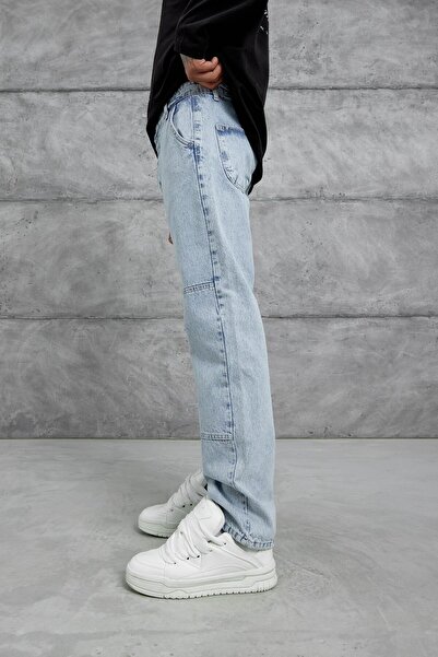 NOMARC Blugi largi cu detaliu de buzunar Mb albastru deschis