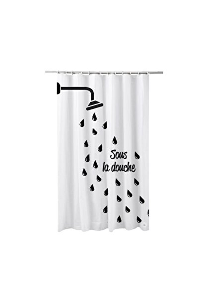 FRANDIS Perdea de duș, Frandis, 180x200 cm, Poliester, Alb/Negru