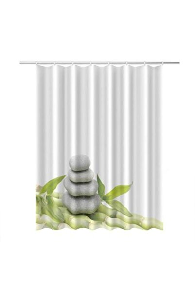 FRANDIS Textile Shower Curtain, Frandis, 180x200 cm, polyester, white/grey/gr...