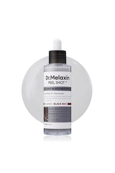 Dr.Melaxin أمبولة تقشير الأرز الأسود المتوهجة من بيل شوت، مقشر ناعم للوجه والجسم، يزيل خلايا الجلد الميتة، أسود