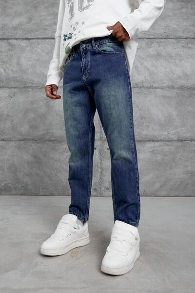 NOMARC Темно-синій Mb Boyfriend джинси з шліфованими деталями