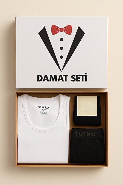 Cherry Bloom Cotton Tutku Erkek Pamuk Atlet Boxer Çorap 3'lü Kutulu Takım Dam...