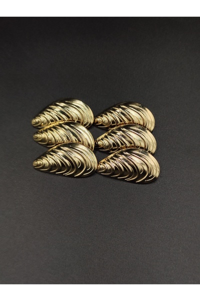 NESGO MODA Metal Button Clam Shell Small Size Free Yellow 6 Pieces