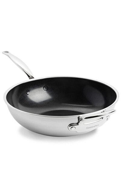 Greenpan Premiere 30 cm Wok Pan – 3-Layer Stainless Steel, Evershine ™   Technology
