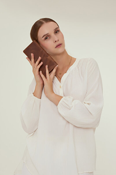 TANGCARF محفظة نسائية من الجلد الطبيعي، مع حجرة للهاتف |   سيينا 7217 تان