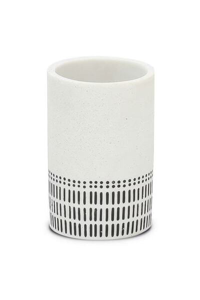 FRANDIS Toothbrush Holder Cup, Frandis, Polyresin, White/Black, 7.6x12 cm