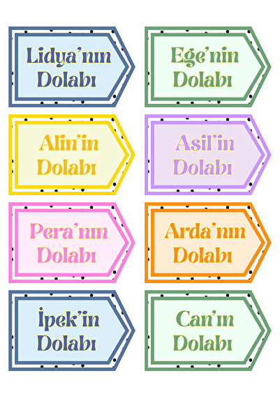 VeroCrafts 20 Adet Laminasyonlu Kişiye Özel Öğrenci Dolap İsimlikleri - Sınıf Materyali