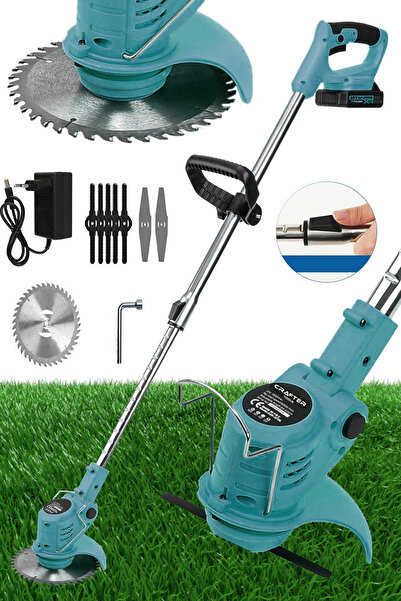 CRAFTERTOOLS 21 V Çift Akülü Teleskopik Kol Çalı Ot Çim Biçme Makinesi & Şarj...