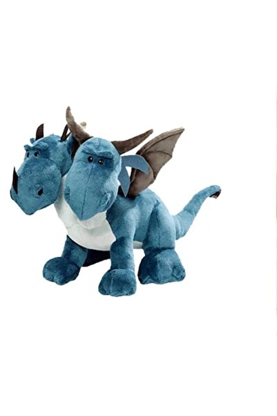 OEM Jucărie de pluș, dinozaur cu aripi, 2 capete, albastru, 37 cm