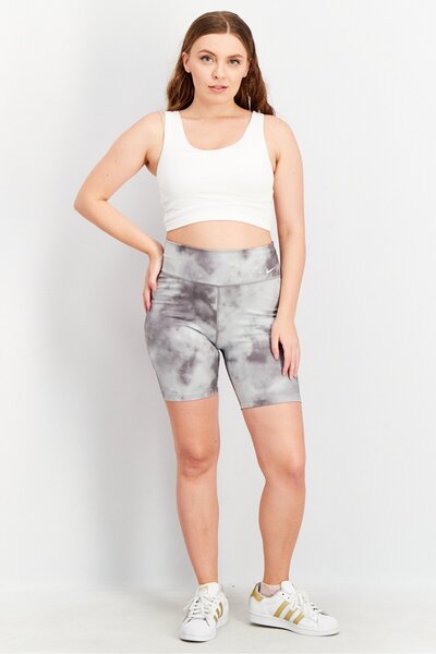 Nike Women Dri Fit Sky Dyed Active Shorts, Smoke Grey/White