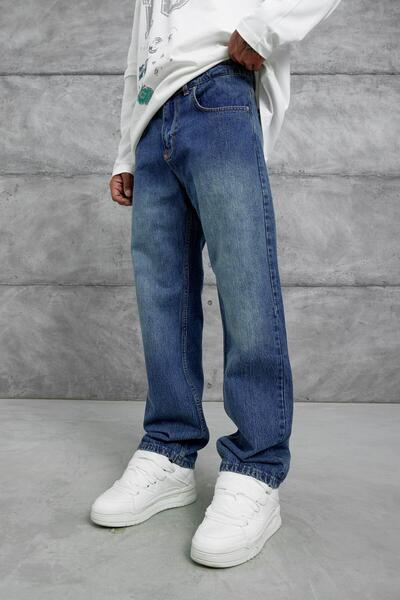 NOMARC Dark Navy Blue Mb Baggy Fit Stonewashed Jeans