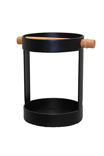 FRANDIS Suport ustensile, Frandis, 13x10x14 cm, metal/lemn, negru/natur
