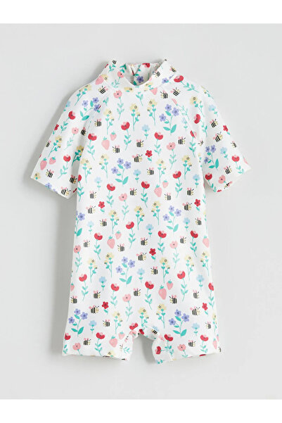 LC Waikiki Crew Neck Floral Baby Girl Swimsuit