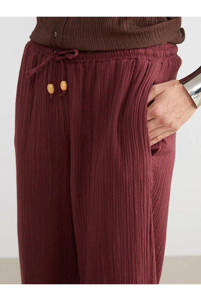 LC Waikiki Elastic Waist Textured Muslin Women's Trousers