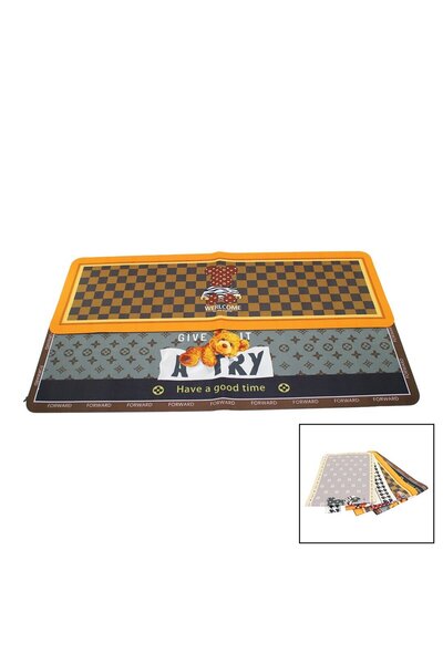 Go İthalat سجادة حمام مستطيلة ملونة منقوشة - ماصة للماء - سجادة حمام سحرية مرنة 116 × 37.5 سم (5273)