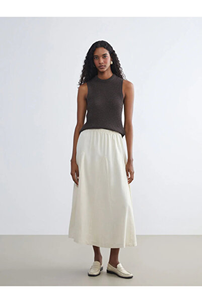 LC Waikiki Flared Jean Skirt with Elastic Waist