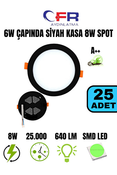 CFR 8w Siyah Kasa Beyaz Işık Sıva Altı Panel Tavan Spot (6W 10 CM UYUMLU) 1,2...
