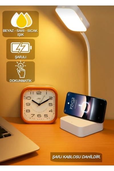 Home Şarjlı Masa Lambası Dokunmatik, Ders Çalışma Kitap Okuma Gece Lambası 3 Farklı Işık Akrobatik Beyaz