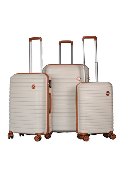 GROUND Vanille Gar 3’lü Valiz Seti Kemik Taba - 10663
