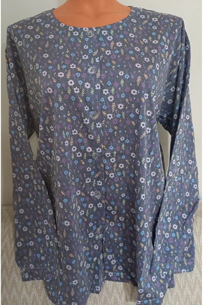 Anne Er Clothing Paper Print Combed Cotton Blouse Long Sleeve Front Buttoned Patterned