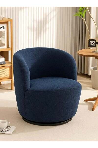 soufa dibaj Home Guys Mystic Grove Chair - Dark Blue Bouclé Fabric - 69x66x52 cm