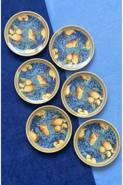 Yiğit Seramik Züccaciye Kösem Sultan 6 Pieces Dessert Plates (Lemon)