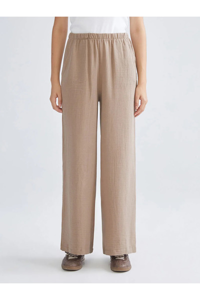LC Waikiki Elastic Waist Textured Muslin Women's Trousers