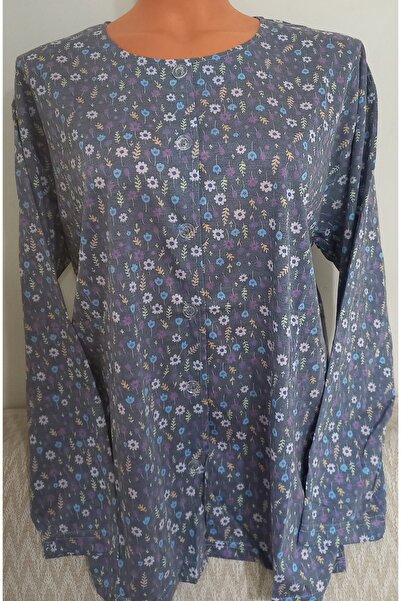 Anne Er Clothing Paper Print Combed Cotton Blouse Long Sleeve Front Buttoned Patterned