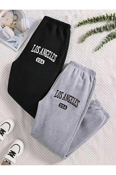 darkopia Unisex Women Men Los Angeles Usa Printed 3 Thread 2 Piece Set Jogger Sweatpants