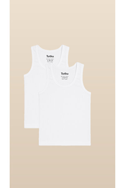 Cherry Bloom Cotton Tutku Men's White 100% Cotton Undershirt 2-Pack