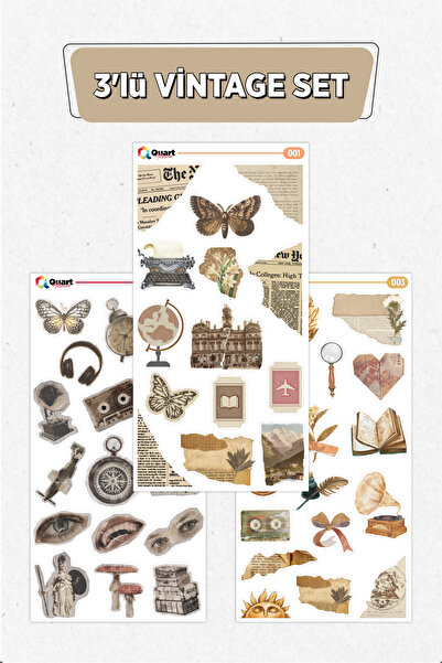 Quart Aksesuar مجموعة ملصقات ذات طابع عتيق مكونة من 3 قطع 011 ملصق ملصقات للكمبيوتر المحمول من Agenda Bullet Journal