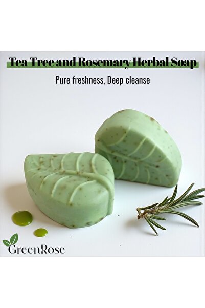 GreenRose El yapımı 100% doğal Çay ağacı ve Biberiye özlü Organik sabunu