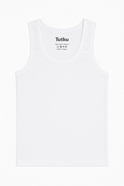Cherry Bloom Cotton Tutku Men's White 100% Cotton Tank Top