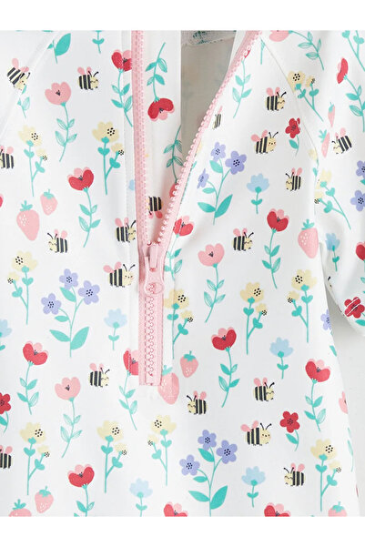 LC Waikiki Crew Neck Floral Baby Girl Swimsuit