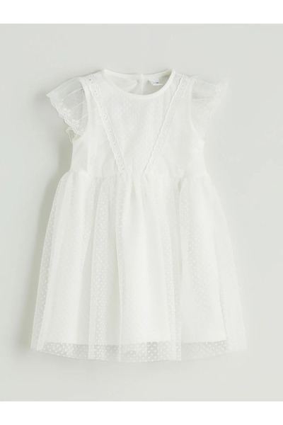 LC Waikiki Crew Neck Girl's Lace Dress