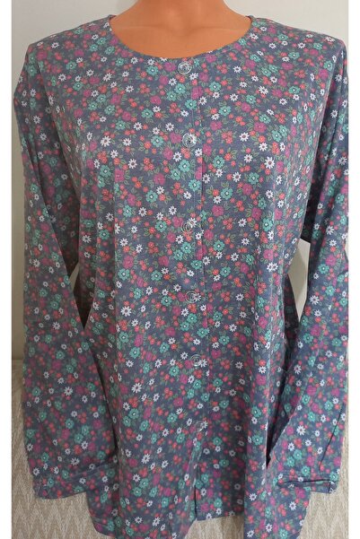 Anne Er Clothing Paper Print Combed Cotton Blouse Long Sleeve Front Buttoned Patterned