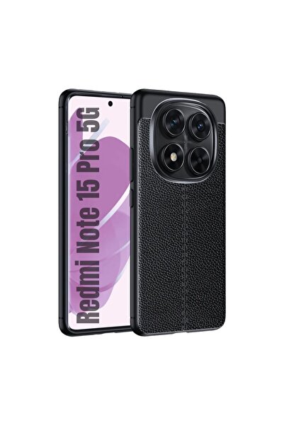 HANPORIUM غطاء حماية سيليكون متوافق مع ريدمي نوت 15 برو 5G بنمط جلدي ماص للصد...