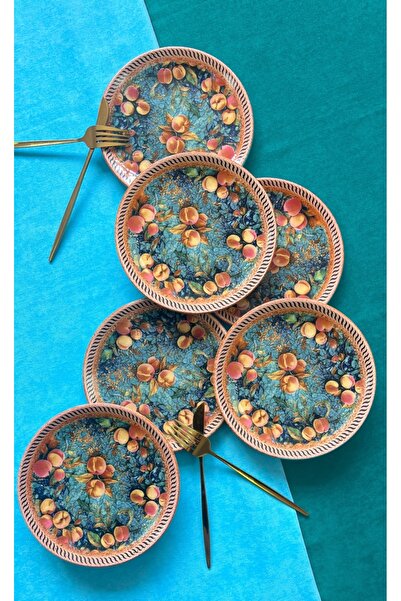 Yiğit Seramik Züccaciye Mihrimah 6 Pieces Dessert Plates (Peach)