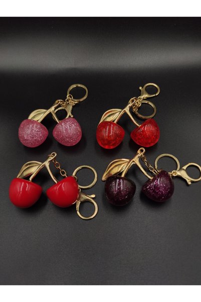 NESGO MODA Cherry Charm Glitter Ornament Matte Red Color
